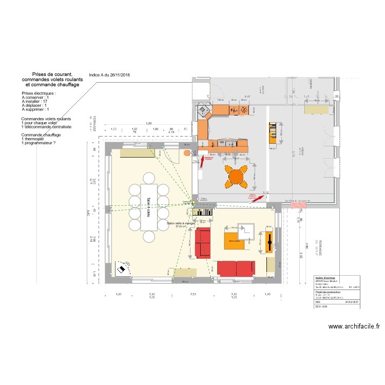 Prises commandes volets roulants et commande chauffage. Plan de 0 pièce et 0 m2