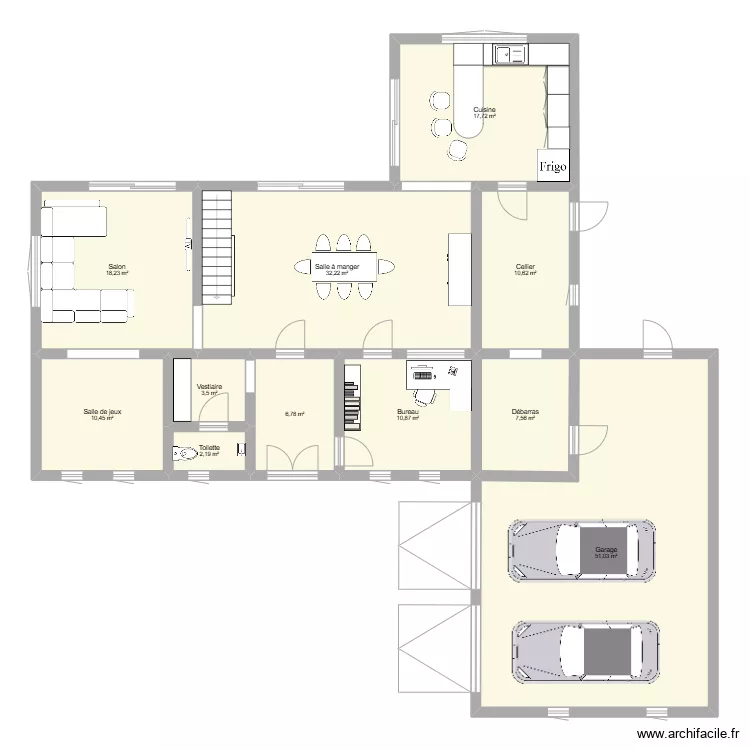 Id&eacute;e de maison 1. Plan de 