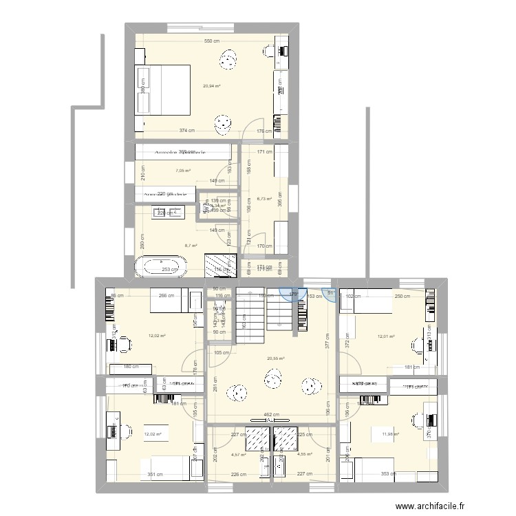 maison rdc2. Plan de 14 pièces et 125 m2