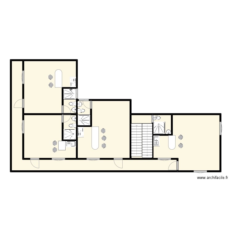 Logement Journalier. Plan de 11 pièces et 130 m2