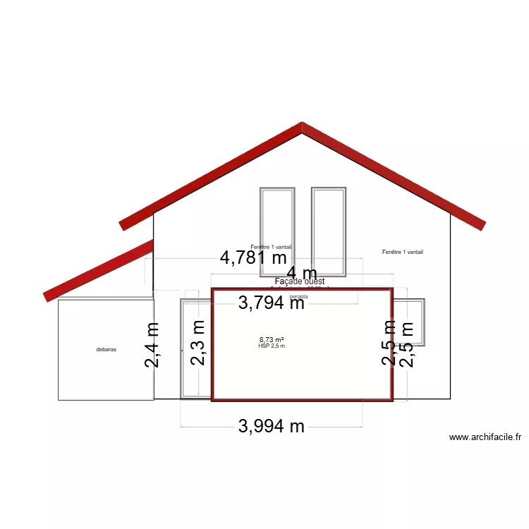 facade ouest. Plan de 