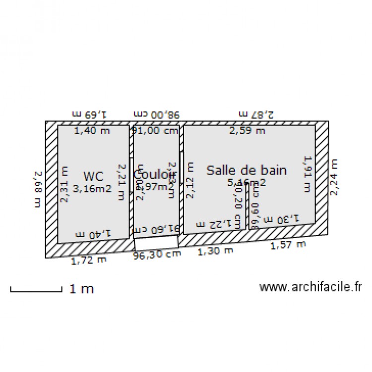 Salle de bain combles. Plan de 0 pièce et 0 m2