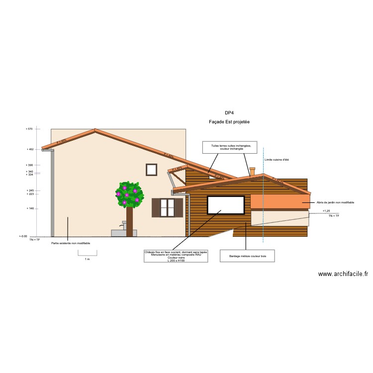 Facade Est projetée finalisé. Plan de 0 pièce et 0 m2