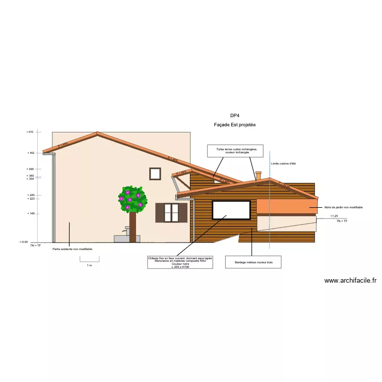 Facade Est projetée finalisé. Plan de Facade Est projetée finalisé. Plan de