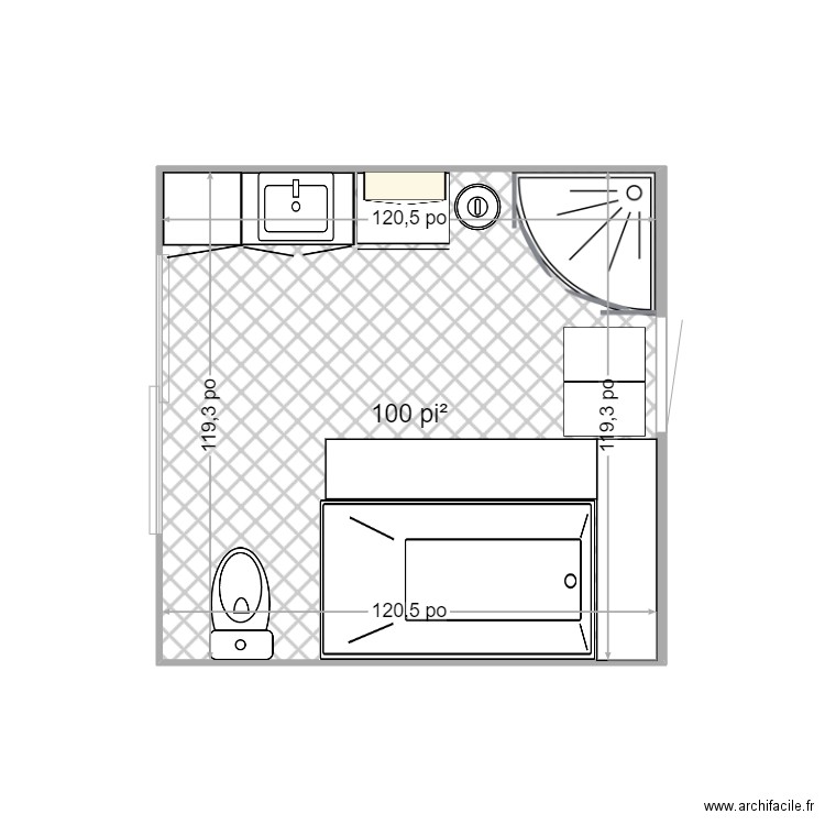 salle de bain . Plan de 1 pièce et 9 m2