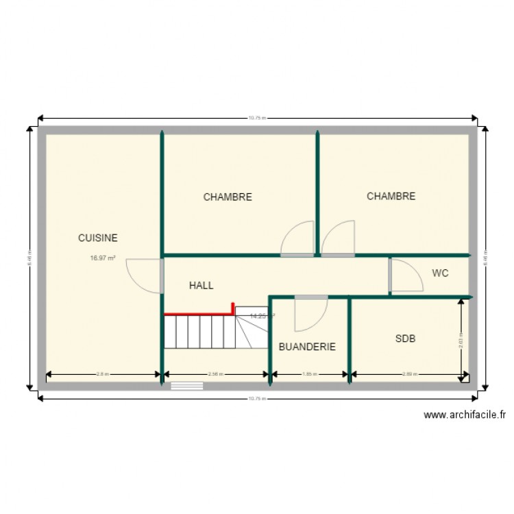 ETAGE apres travaux escalier bon. Plan de 0 pièce et 0 m2