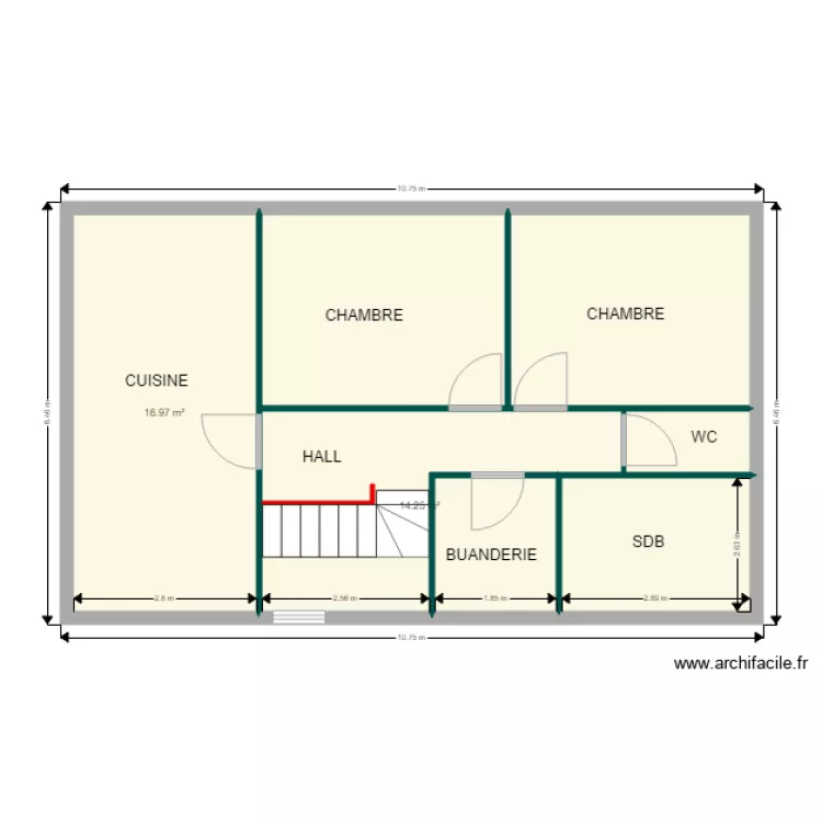 ETAGE apres travaux escalier bon. Plan de 