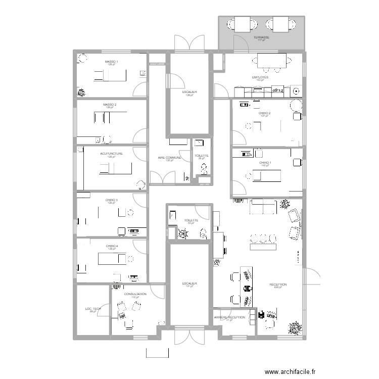 Clinique 16 mai 2023. Plan de 23 pièces et 235 m2