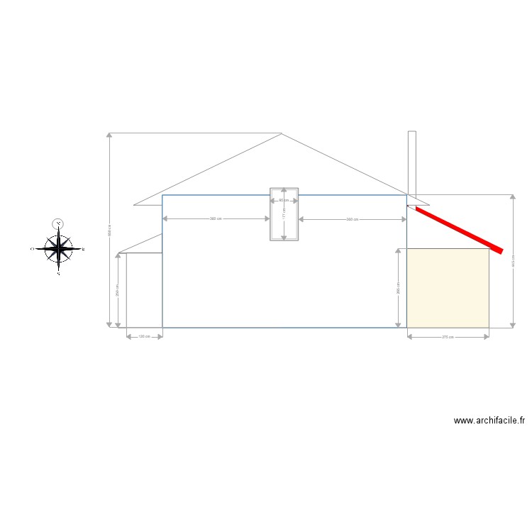 Mams Façade Nord avec extension 01. Plan de 0 pièce et 0 m2