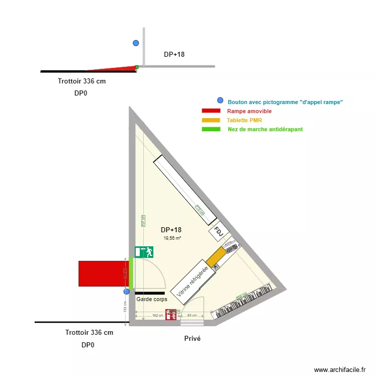 CAFE TRADITION plan apr&egrave;s travaux. Plan de 