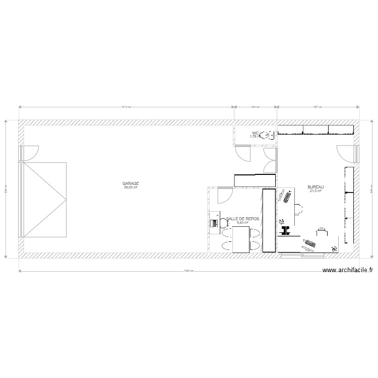 Depot bougneau. Plan de 4 pièces et 92 m2