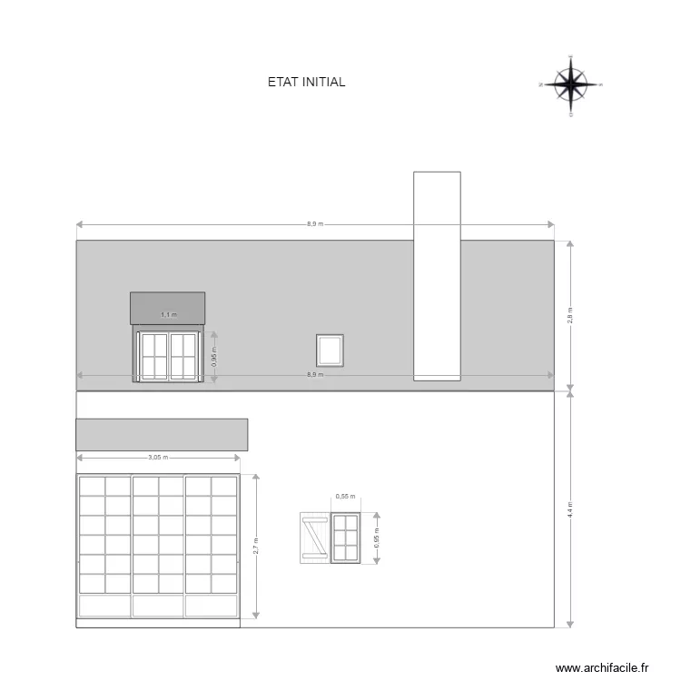 Fa&ccedil;ade ouest . Plan de 