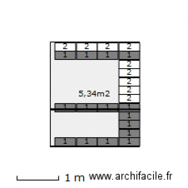 SDB 50x20 (mur gauche 2,145x2,50). Plan de 0 pièce et 0 m2