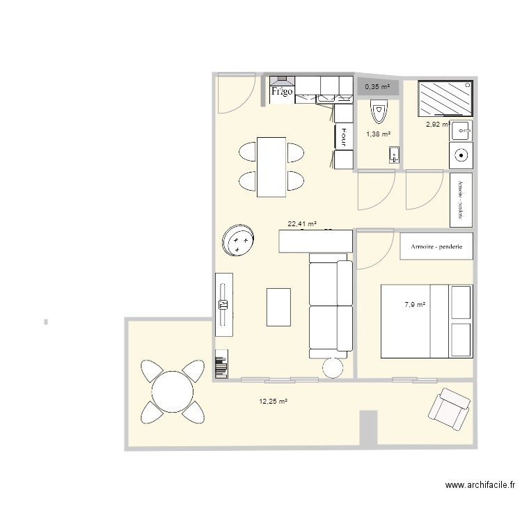 Plan appart Arcachon 2P V8. Plan de 6 pièces et 47 m2