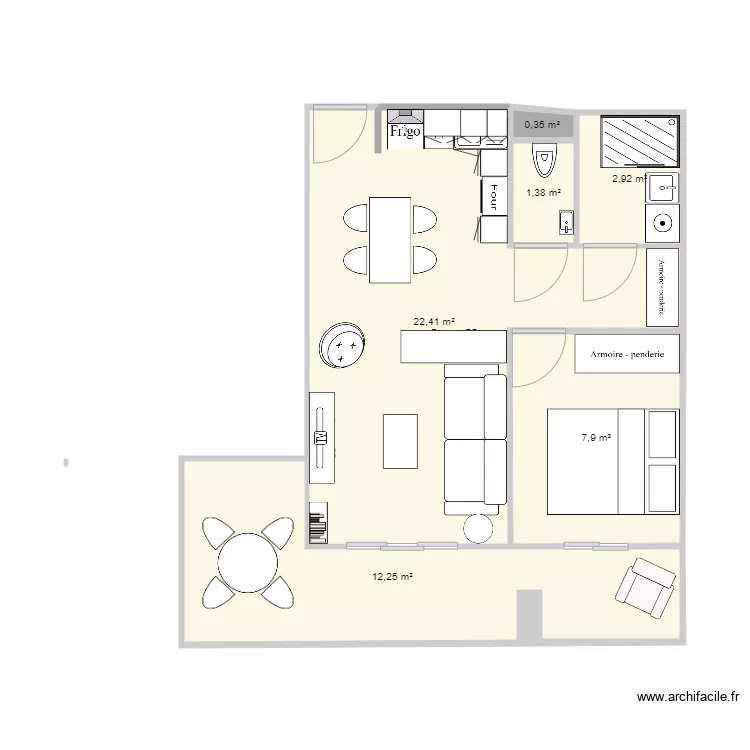 Plan appart Arcachon 2P V8. Plan de 