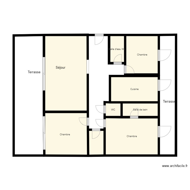 F4 Jardins aux Fontaines. Plan de 8 pièces et 54 m2