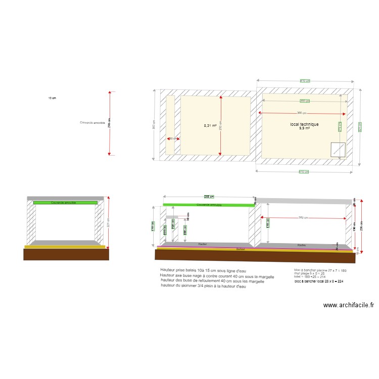 PLAN PISCINE LA LONDE. Plan de 2 pièces et 18 m2