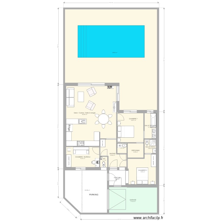 TENTATIVE PLAIN PIED MODIFIEE AVEC JARDIN. Plan de 0 pièce et 0 m2