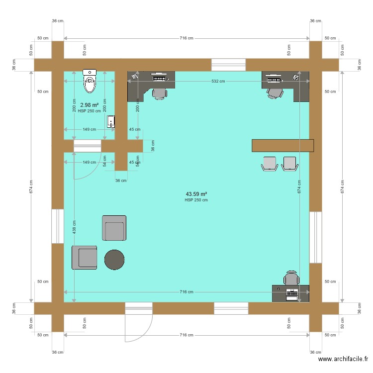 Plan 3  bureau Open space . Plan de 0 pièce et 0 m2