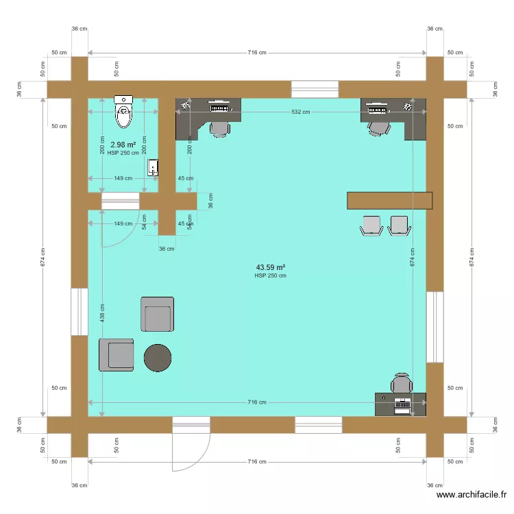 Plan 3  bureau Open space . Plan de 