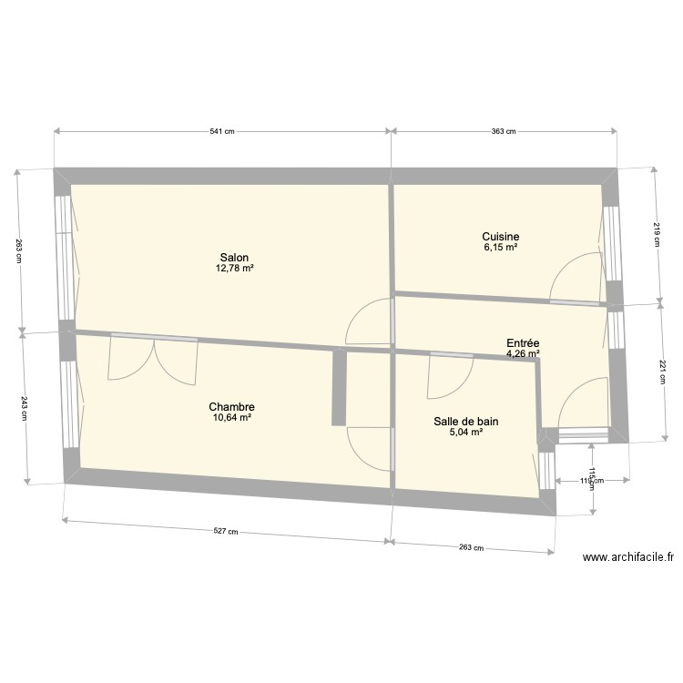 Dutreix. Plan de 5 pièces et 39 m2