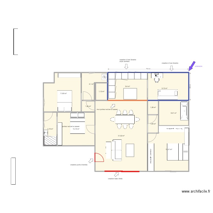 plan jassans travaux a effectuer. Plan de 13 pièces et 109 m2