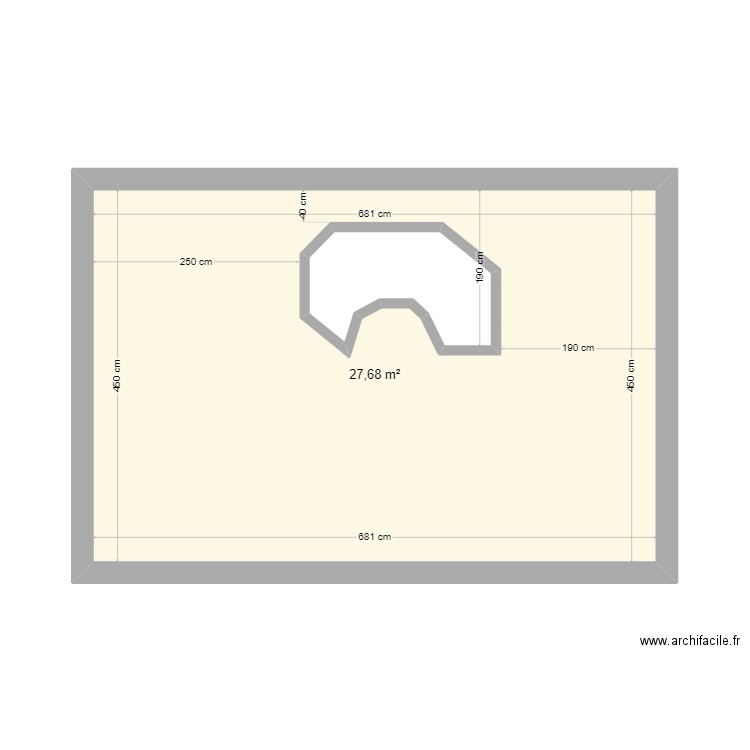 Terasse Logement touristique. Plan de 2 pièces et 33 m2