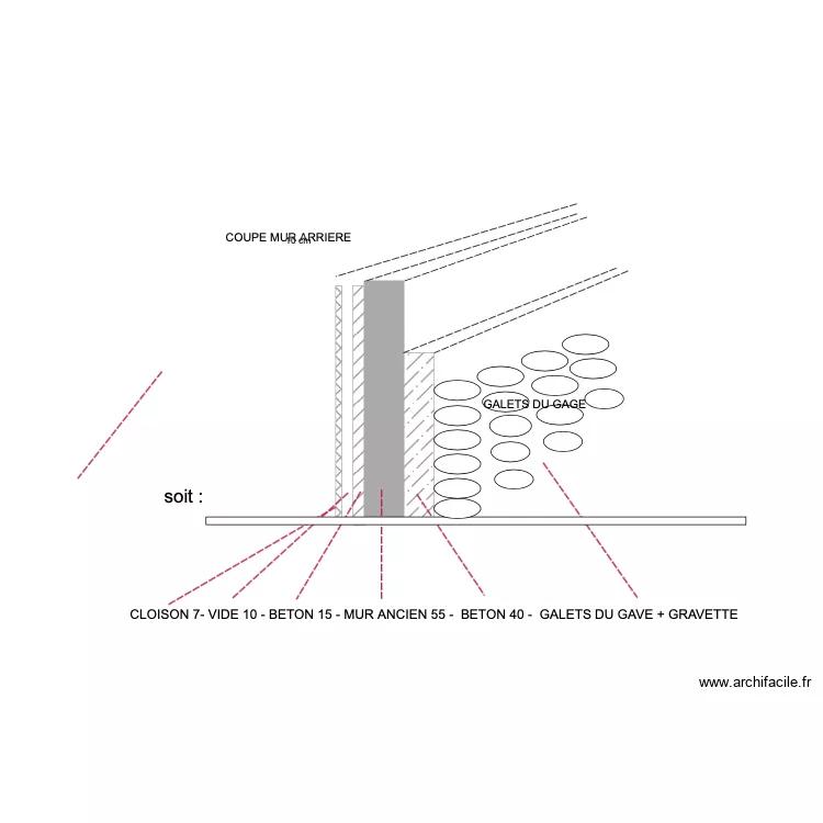 Mur arri&egrave;re GRANGE. Plan de 