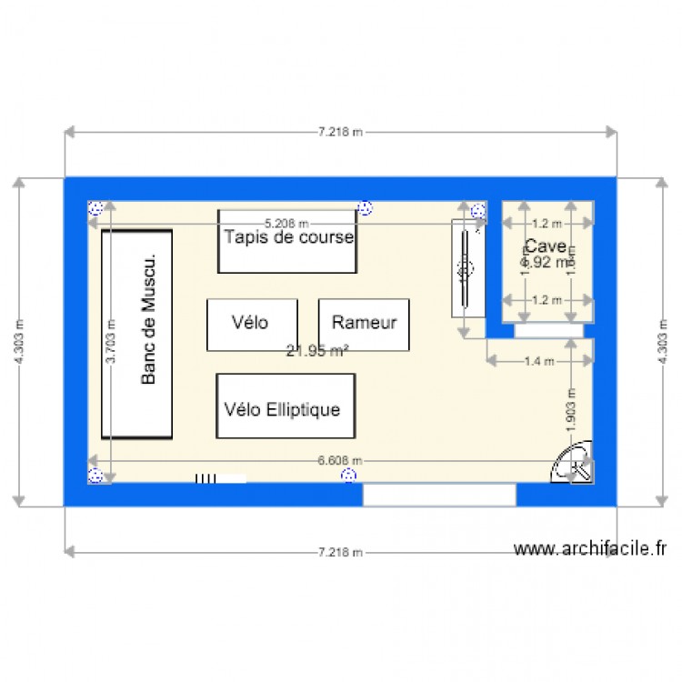 Salle de sport maison. Plan de 0 pièce et 0 m2