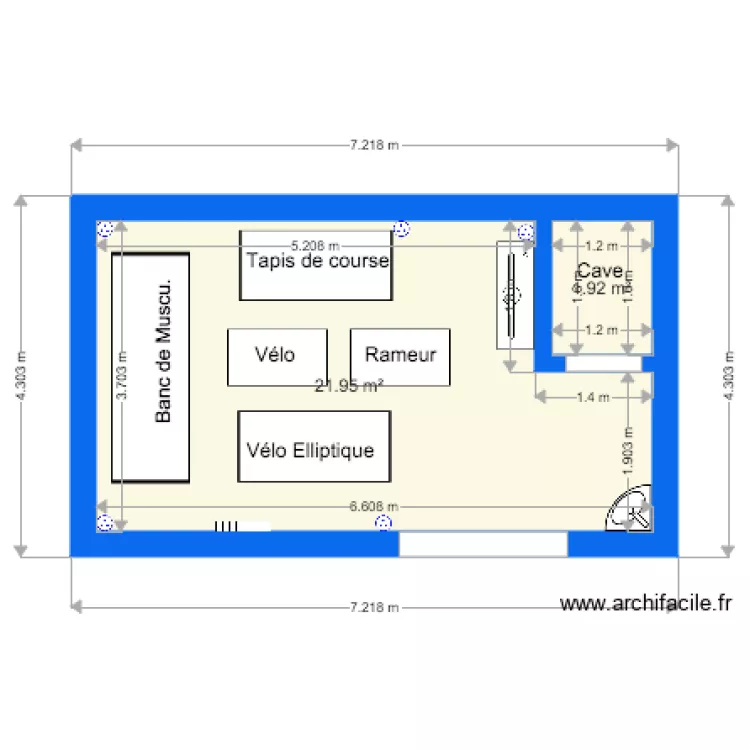 Salle de sport maison. Plan de 