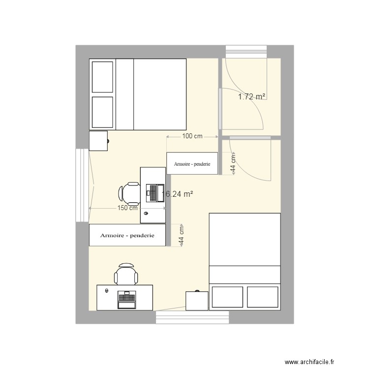 chambre 1 essai 1. Plan de 0 pièce et 0 m2