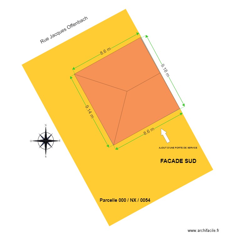 Plan de masse Nicolas Paul. Plan de 1 pièce et 70 m2