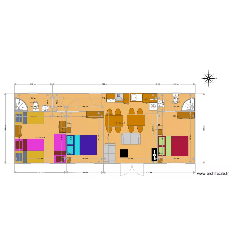 AMENAGEMENT MODELE FARO T3 POUR 8 PERSONNES. Plan de AMENAGEMENT MODELE FARO T3 POUR 8 PERSONNES. Plan de