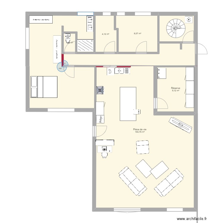 MAISON 77 - version 2. Plan de 6 pièces et 132 m2