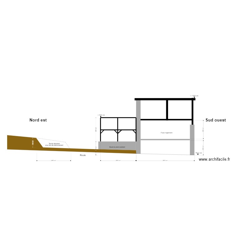 Vue en coupe. Plan de 0 pièce et 0 m2