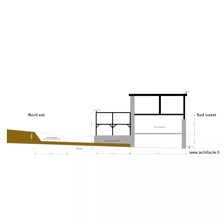Vue en coupe. Plan de 