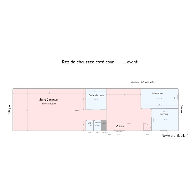 Rez de chaussée - coté cour. Plan de 0 pièce et 0 m2