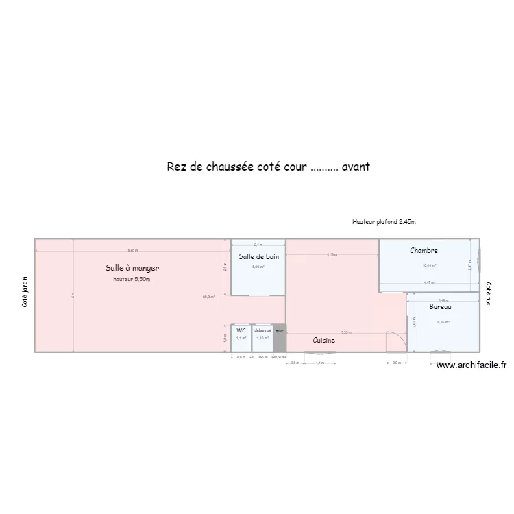 Rez de chaussée - coté cour. Plan de Rez de chaussée - coté cour. Plan de