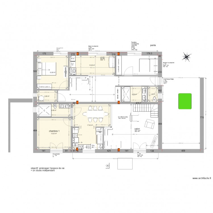 2 appartements Ecurie RDC  . Plan de 0 pièce et 0 m2