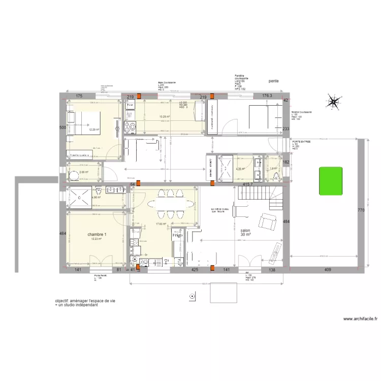 2 appartements Ecurie RDC  . Plan de 