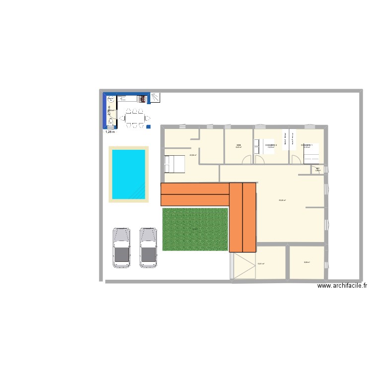 plan maison 3. Plan de 9 pièces et 144 m2