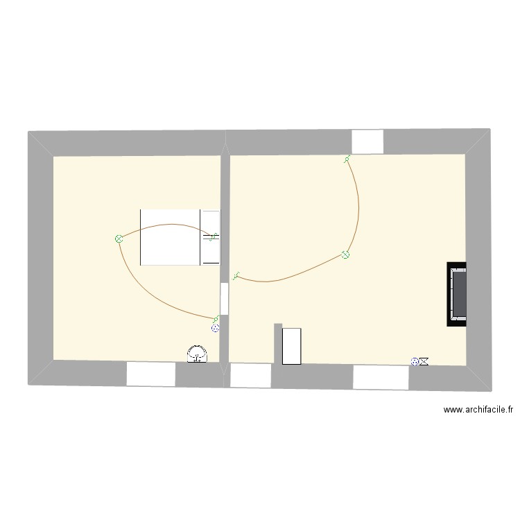 christian. Plan de 2 pièces et 51 m2