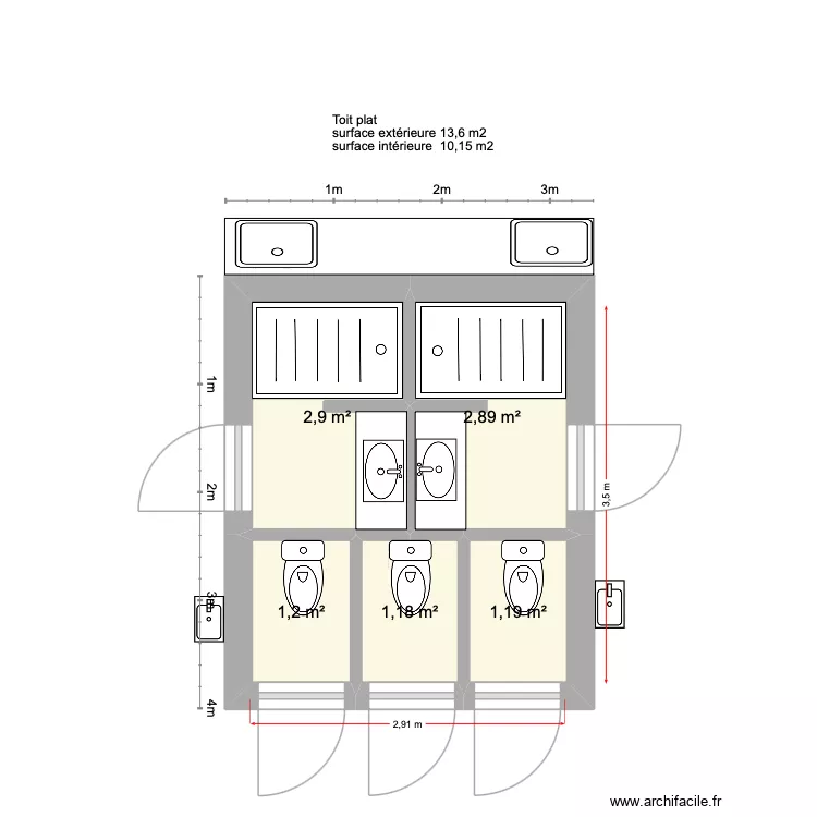 plan 2 douches 3 WC camping. Plan de 5 et 9 m² plan 2 douches 3 WC camping. Plan de 5 et 9 m²