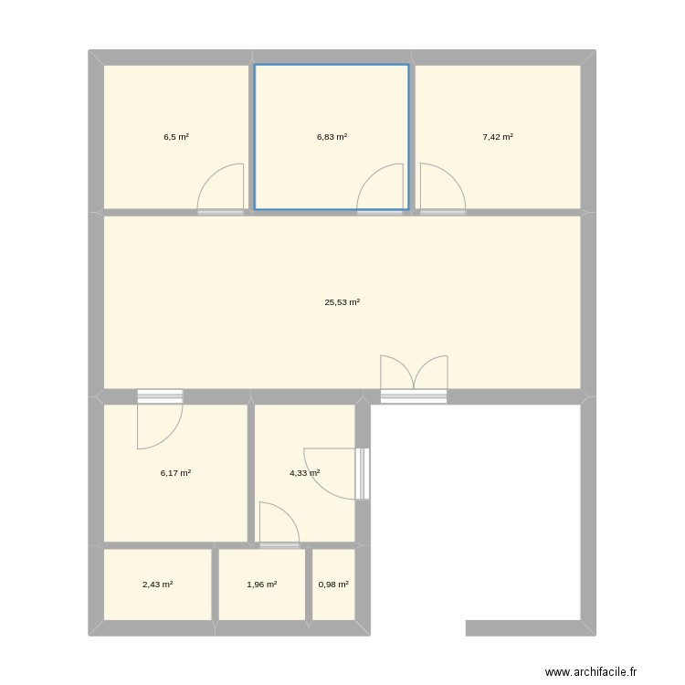 Dominique. Plan de 9 pièces et 62 m2