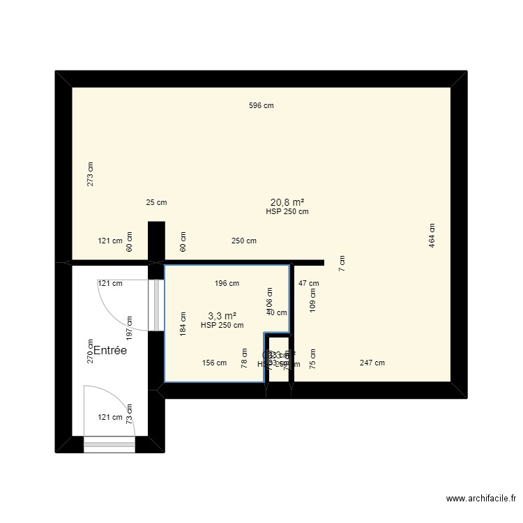 Briard plan base. Plan de 4 pièces et 28 m2