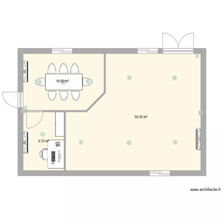 Algeco 2. Plan de 3  et 49 m²