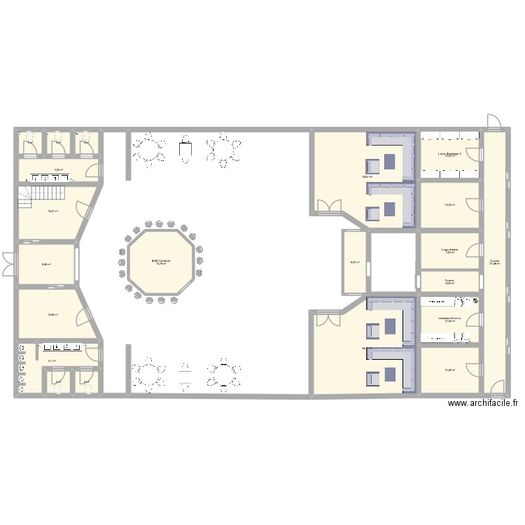 plan. Plan de 28 pièces et 632 m2