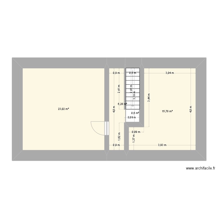 chambres. Plan de 4 pièces et 46 m2
