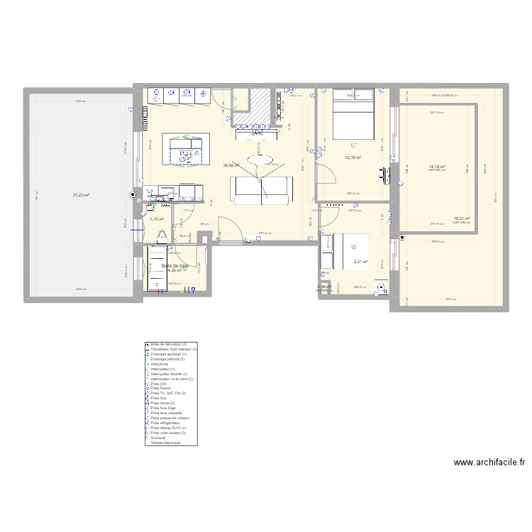 APPARTEMENT SOLAR TRANSFORMATION. Plan de 11 pièces et 128 m2