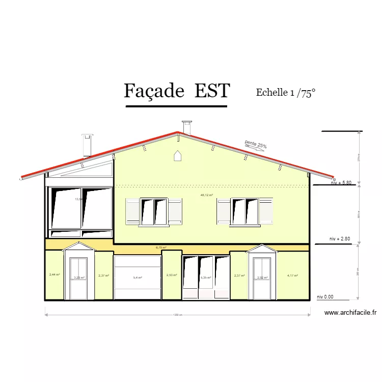 fa&ccedil;ade EST (ajout entr&eacute;es). Plan de 